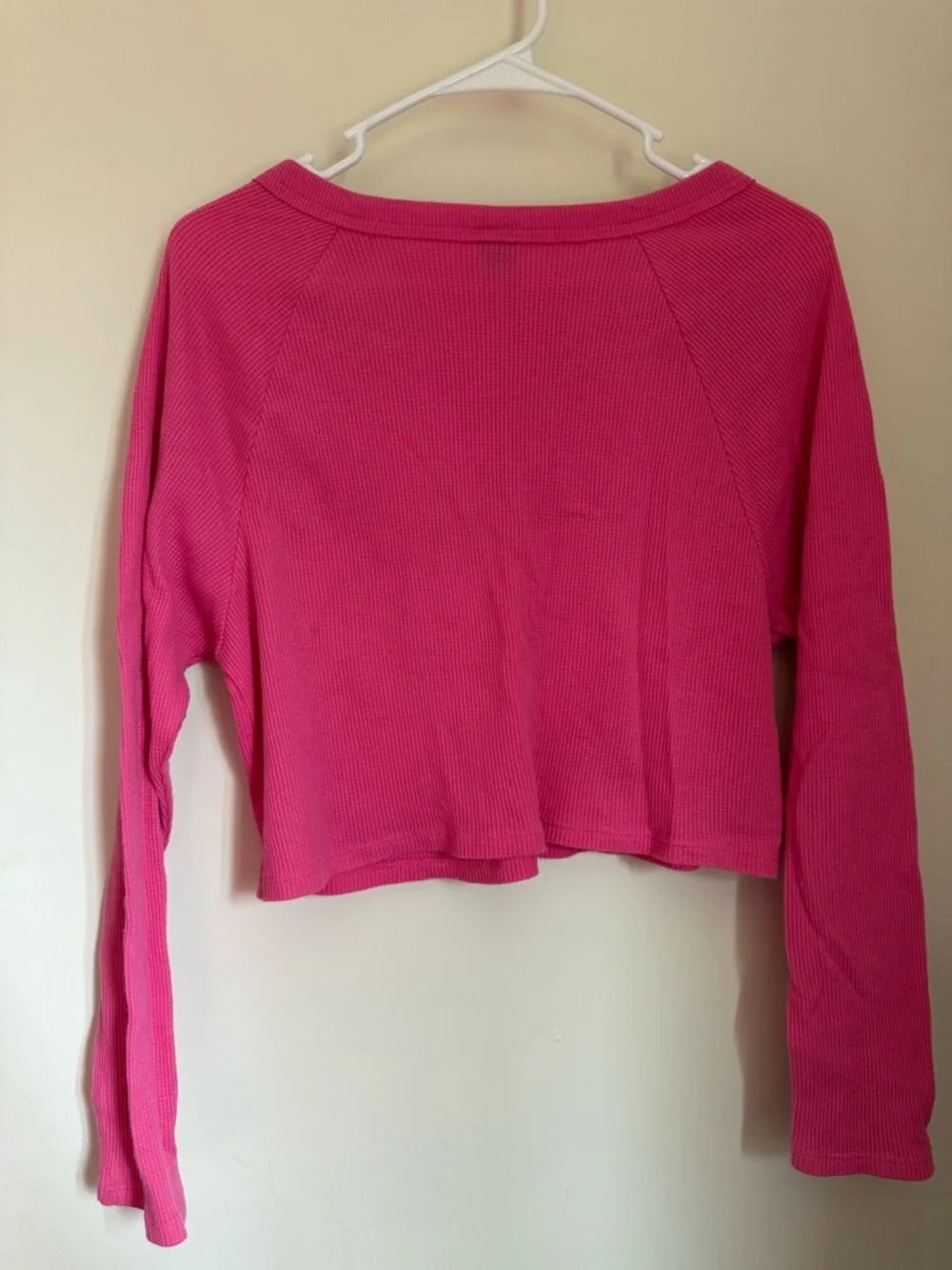 wild fable Bright Pink V-Notch Waffle Knit Long Sleeve Top - Picture 6 of 8